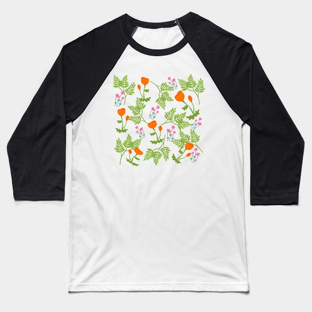 Wildflowers Baseball T-Shirt by Floflo art